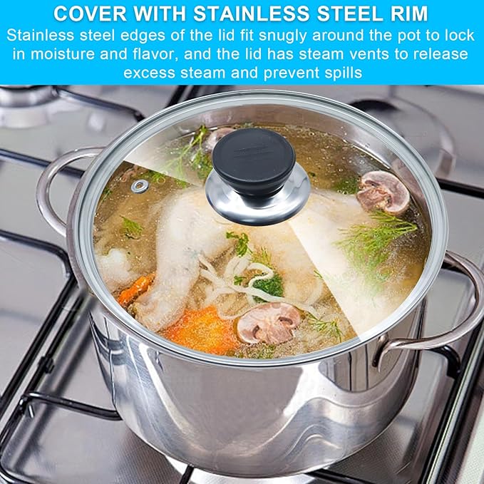 10.25 Inch Glass Lid for Frying Pan Tempered Glass Pot Lid with Stainless Steel Rim for 10.25 Inch Frying Pan Wok Pot Skillet (10.25 Inch)