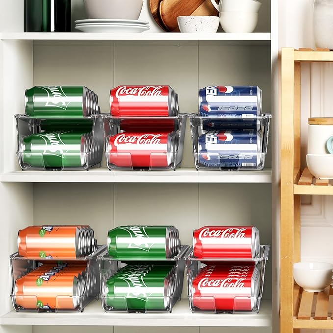 Simple Houseware 4-Pack Front-Loading Beverage Soda Can Organizer Dispenser, Clear