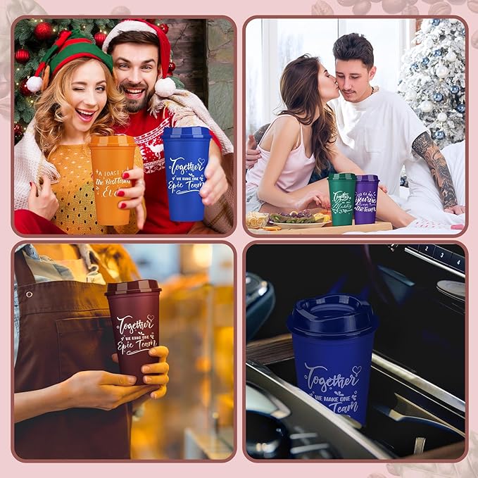 Pickmesh 15 Pcs Employee Appreciation Gifts Christmas Thank You Gift for Team Building 16 oz Teacher Plastic Coffee Cup with Lid Inspirational Travel Tumbler for Coworker Staff Pastor (Multicolor)