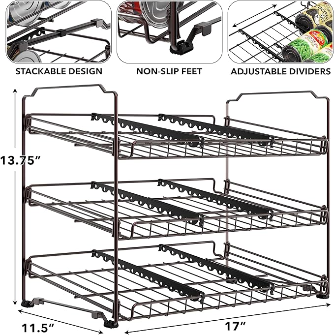 SIMPLE HOUSEWARE Stackable Can Rack Organizer, Bronze