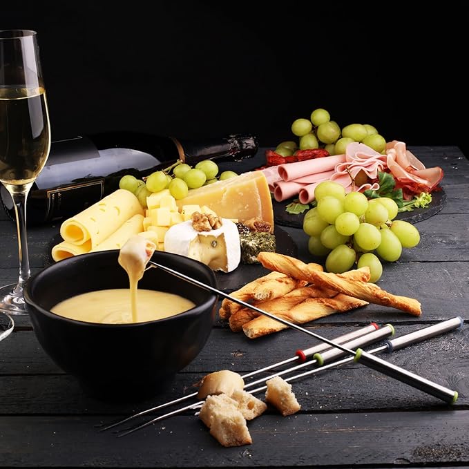 18 Pcs 9.5 Inch Fondue Forks with Heat Resistant Handle Stainless Steel Fondue Sticks for Cheese Pot Chocolate Roast Marshmallows Meat