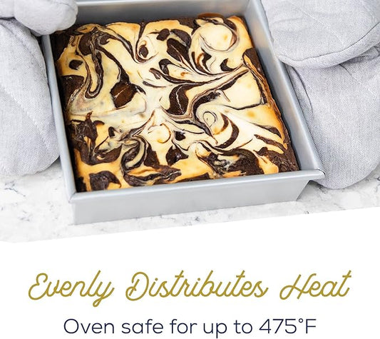 Ultra Cuisine Square Cake Pan - Non-Stick Steel Stick - Easy Release - Durable Baking Tool - Ideal for Brownies - Loaves - Aluminized Steel - Square Baking Pan - Excellent Brownie Pan - 7x7 Cake Pan