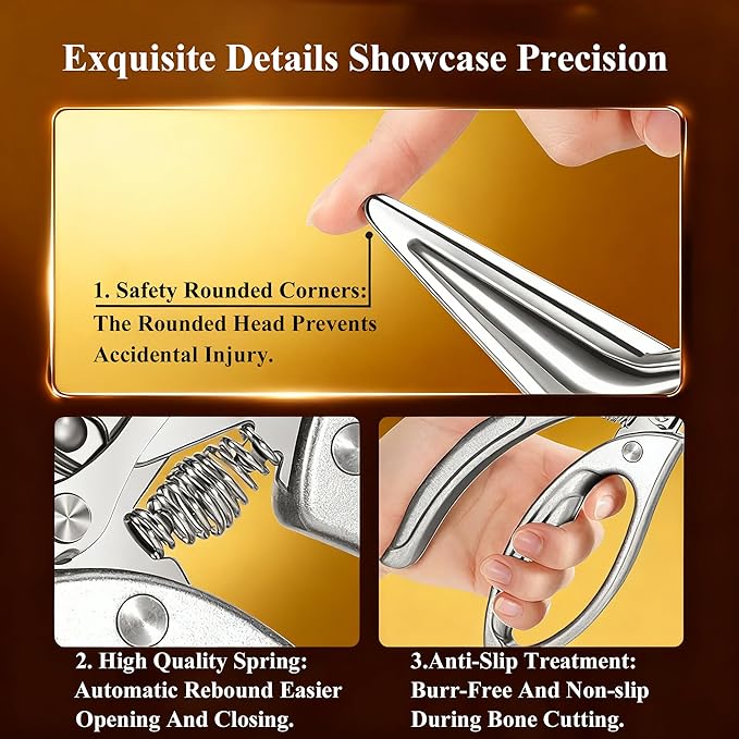 2025 New Heavy Duty Kitchen Scissors,Multifunctional Heavy-Duty Kitchen Shears,Stainless Steel Scissor,Scissors All Purpose for Food,All-Steel Chicken Bone Shears,for Chicken Meat Seafood Bone Cutting