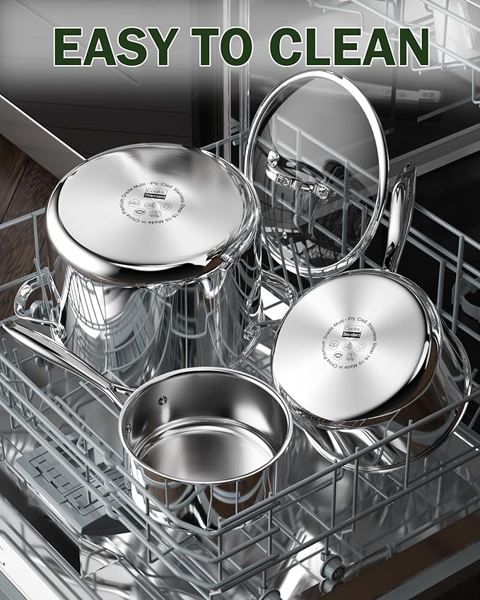 Cooks Standard Stainless Steel Pots and Pans Set, Multi-Ply Clad Cookware Set 6 Piece, Kitchen Induction Cooking Set, Silver