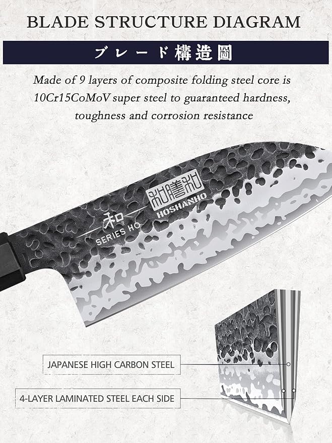 Santoku Knife 5 Inch, Professional Japanese High Carbon Steel Chef's Knife, Ultra Sharp Kitchen Knife with Octagonal Rosewood Handle