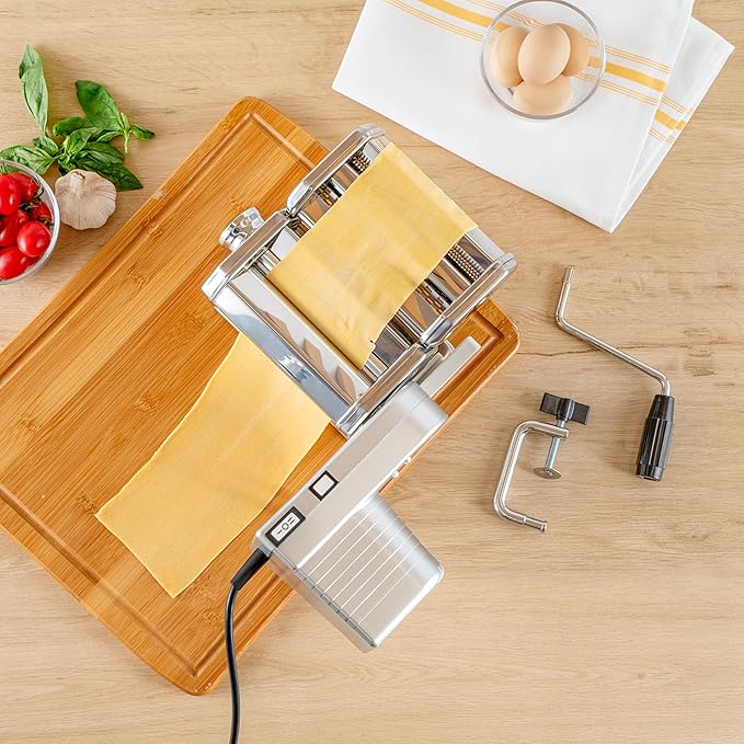 Met Lux Pasta Machine And Motor, 1 Electric Pasta Maker With Cutter Attachments - 9 Adjustable Thickness Settings, Automatic, Stainless Steel Machine, For Fettuccine, Spaghetti
