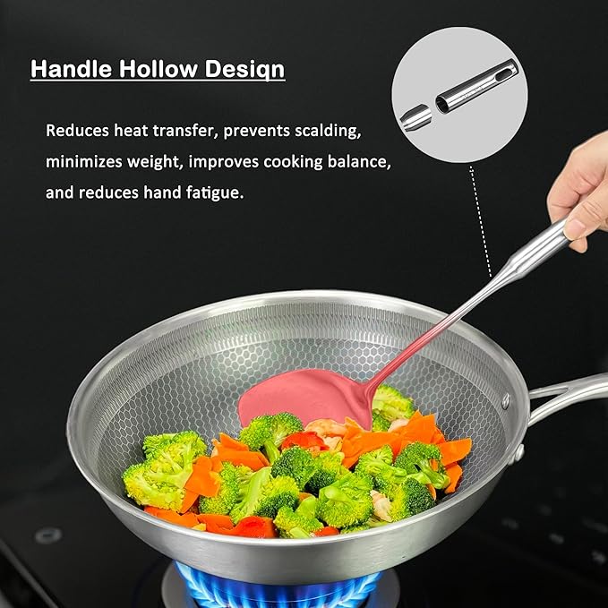 18/8 Stainless Steel Kitchen Utensils Set, 6 PCS 15in Metal Cooking Utensil Gadgets Tools Set with Spatula, Deep Ladle, spoon, Skimmer, Pasta Server, Slotted Spatula Turner, Dishwasher Safe (6Pack)