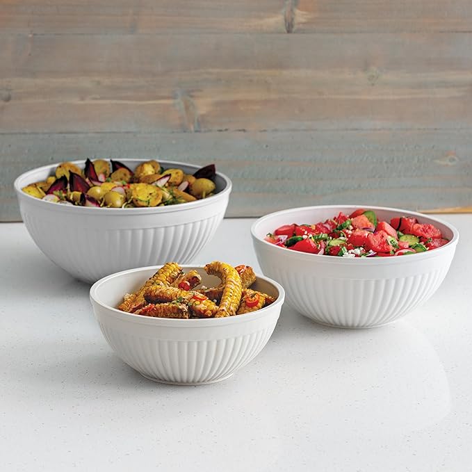 Nordic Ware Prep and Serve Mixing Bowls Set, 3-Piece, Glacier White