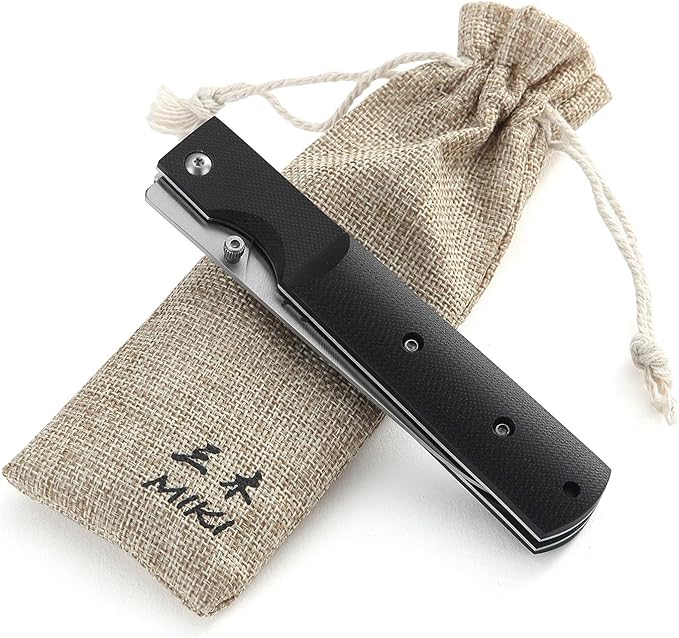 Miki 440A Stainless Steel Blade Japanese Kitchen Chef Folding Pocket Knife for Camping, Petty Fruit Paring Peeling Small Drop Point