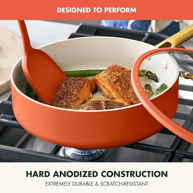 GreenPan Nonstick Reserve Pro 10 Piece Cookware Set, NSF Certified Ceramic, Hard Anodized PFAS-Free Pots & Pans Set with Lids, Stainless Steel Handles, Oven & Dishwasher Safe, Harvest Orange