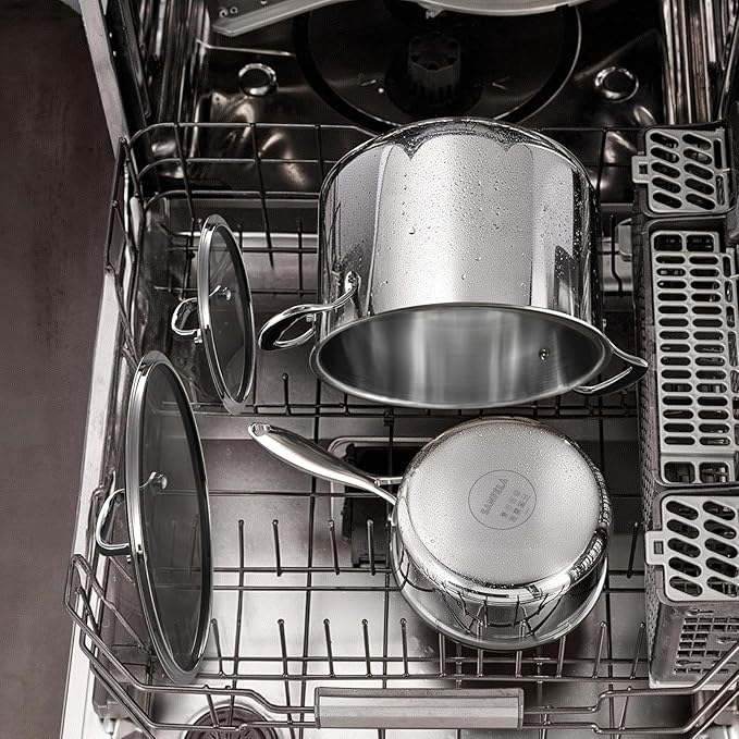 10 Pcs Stainless Steel Cookware Set, No Coating Frying Pans, Saucepans, Saute Pan and Stock Pot, Suitable for All Cooking Hobs
