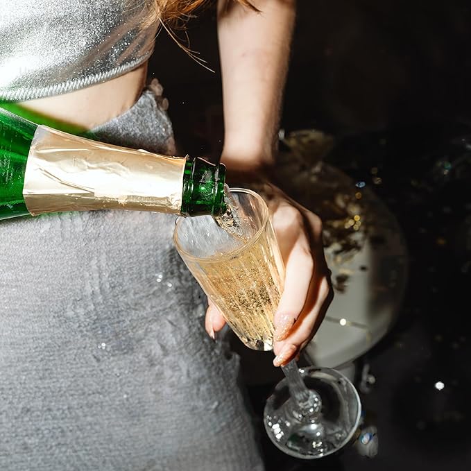 Zelda Collection Wedding Champagne Flutes | Elegant Design for Weddings, Anniversaries & Celebrations | Exquisite Craftsmanship | Perfect for Home & Bar | Set of 2 | 5.7-Ounce Capacity