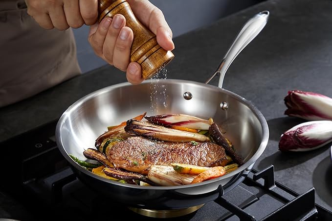 10 Pcs Stainless Steel Cookware Set, No Coating Frying Pans, Saucepans, Saute Pan and Stock Pot, Suitable for All Cooking Hobs