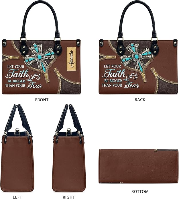 THUYPT Personalized Christian Leather Handbags, Handbag & Purse With Bible Verse Religious Tote Bag, Gift for Women