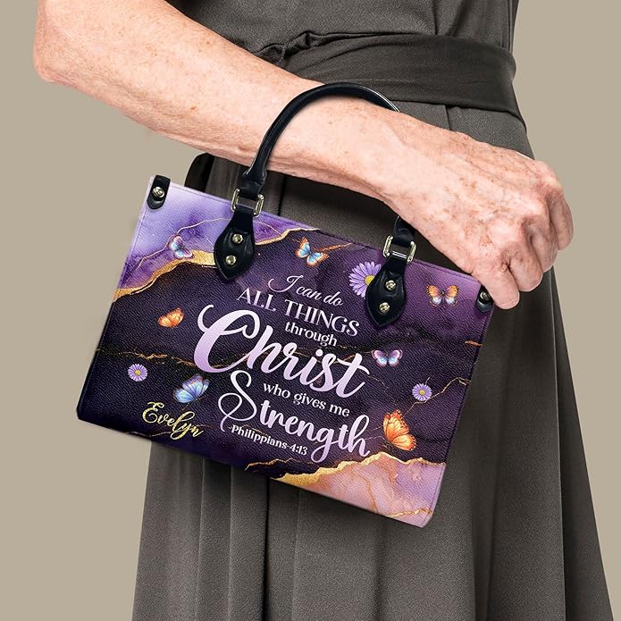 THUYPT Personalized Christian Leather Handbags, Handbag & Purse With Bible Verse Religious Tote Bag, Gift for Women