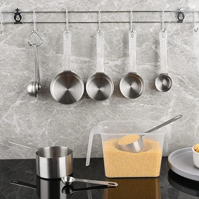 Smithcraft Measuring Cups Set 6, Stainless Steel Measuring Cups Set, 18/8(304) Steel 6 Dry Measuring Cups Set, Kitchen Metric & US Measurer Cups Set, Metal Measuring Cups Set for Cooking and Baking