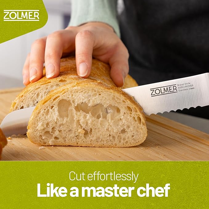 Bread Knife for Homemade Bread – 7.8" Serrated German Steel Blade with Wood Handle – Razor Sharp Sourdough Knife for Clean, Effortless Slicing