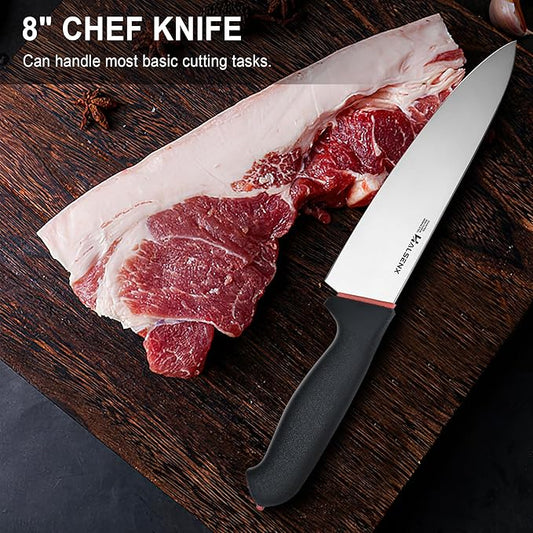 Chef Knife 8 Inch, High Carbon German Steel Sharp Blade with Non-Slip Softgrip, Multi-Purpose Kitchen Knife for Meat, Fruit & Vegetables Cutting