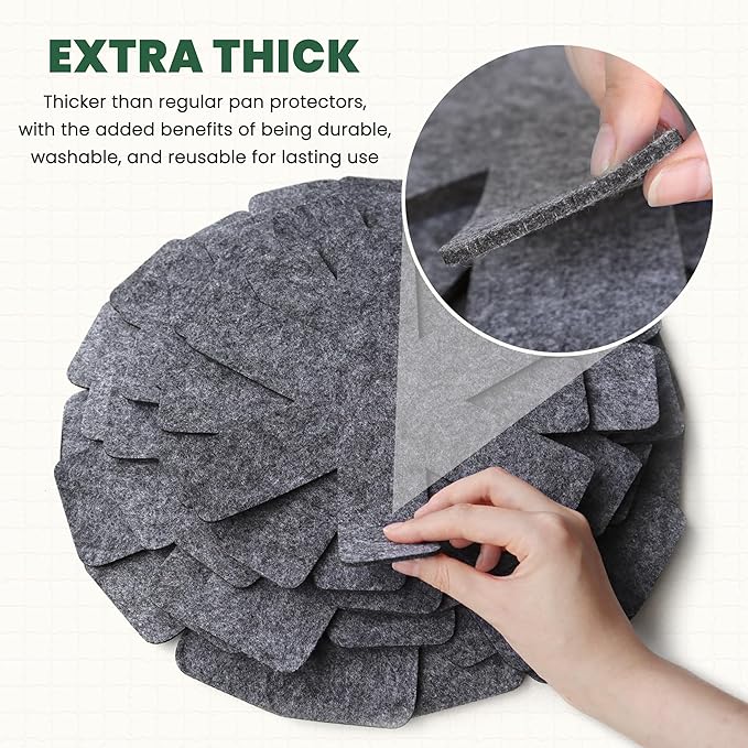 Pot and Pan Protectors, Extra Thick Pan Protectors for Stacking, Set of 12 and 4 Different Sizes, Pan Separators for Stacking