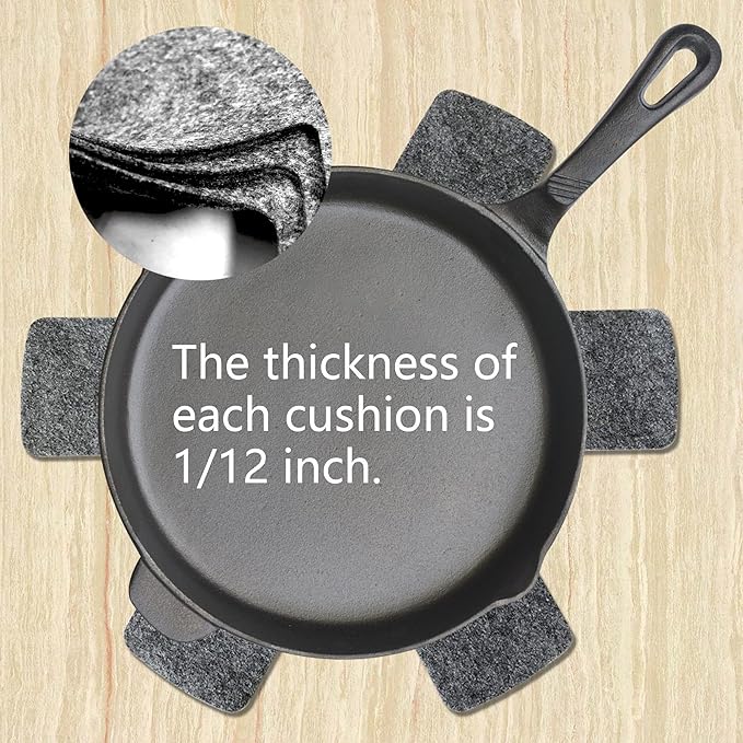 Pot and Pan Protectors, Set of 6 and 3 Different Size, Non Slip Pan Dividers for Stacking Avoid Scratch Cookware Protectors, Protecting and Separating Pots and Pans (Gray)