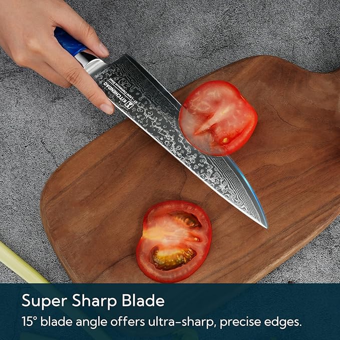 KITCHENDAO Chef Knife 8 Inch 67-Layer Damascus Steel Kitchen Knife Super Sharp Cooking Knife with Unique Rosewood and Resin Handle, Gift Box for Family, Friends and Colleagues