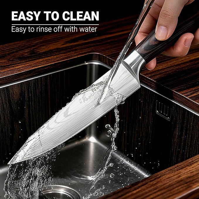 2 Pcs Kitchen Knife Set 8 Inch Chef Knife Paring Kitchen Utility Knife 5 Inch, Asian Chefs Knife for Home and Kitchen with Ergonomic Handle High Carbon Stainless Steel knife Chef Cooking Gift