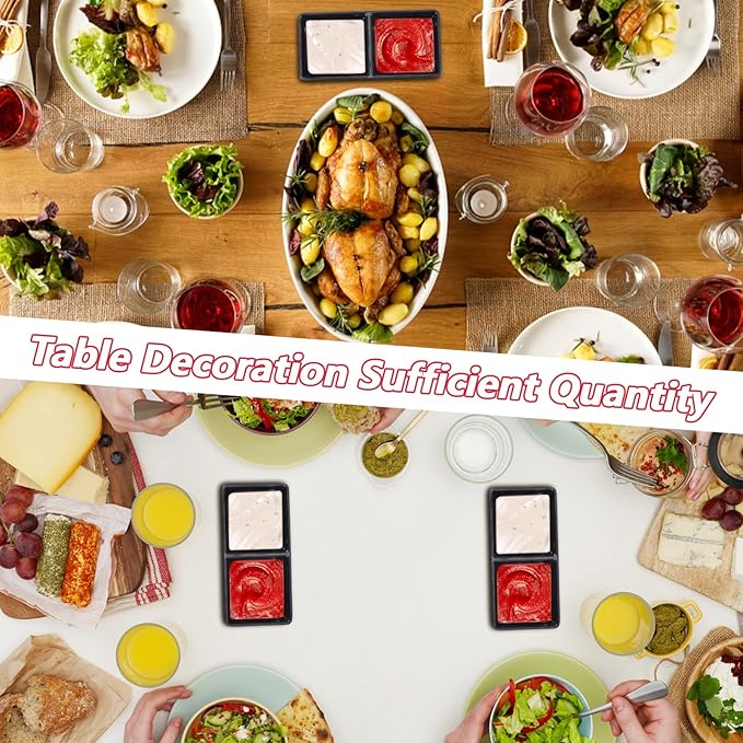 Tobeelec 12 Pcs Dual Dipping Sauce Bowls Soy Sauce Dish Bowls Two Compartments Party Trays Divided Fondue Plates for Restaurant Kitchen Sushi Soy (Black)