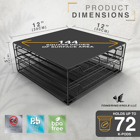 Coffee Bar Organizer for Countertop, K Cup Holder, K Cup Drawer Organizer, Coffee Station Accessories, upto 72 Keurig Coffee Pod Holders for Counter Small Space, Kpod Kcup Storage, Fixed Mat