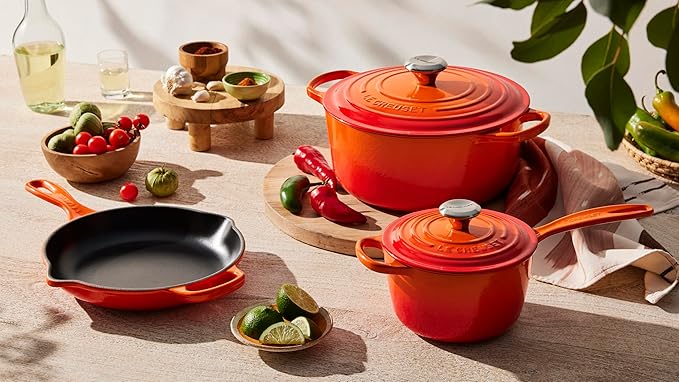 Le Creuset Enameled Cast Iron Signature Cookware Set, 7 pc, Flame