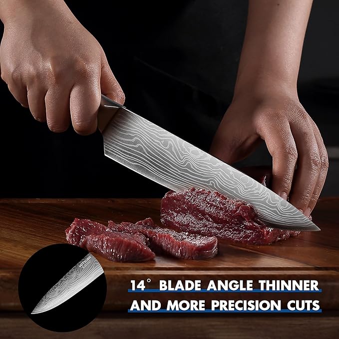 YOTSUBA Kitchen Knives Set 3 PCS, Ultra Sharp Chef Knives High Carbon Stainless Steel, for Home & Restaurant Use, With Smooth Ergonomic Handle and Stylish Premium Gift Box for Meat Slicing& Vegetables