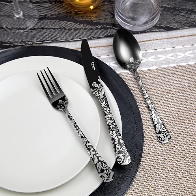 Black Cutlery Set - 20 pcs