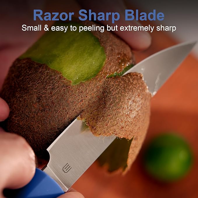 3.5 Inch Paring Knife, AR-RPM9 Steel Fruit Vegetable Knife with Ergonomic ABS Handle Oak Sheath, Ultra Sharp Kitchen Knife for Peeling Coring Cutting, Gift for Home Chefs