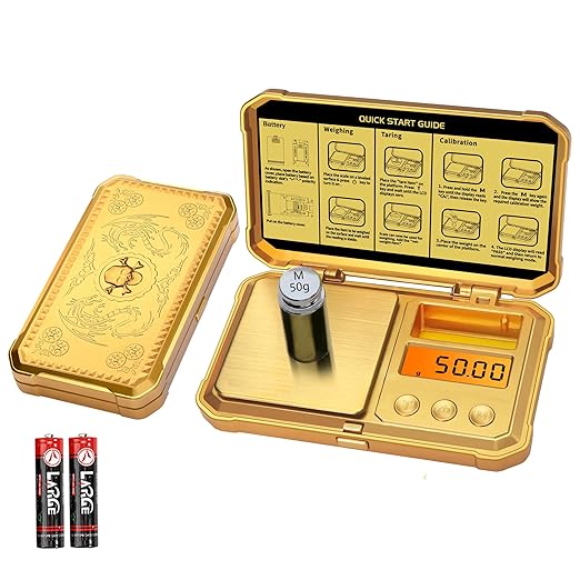 Digital Pocket Gram Scale 300g x 0.01g Accuracy, Small Mini High Precision Gold Scale Digital Weight Grams and Oz for Jewelry,Diamond,Arrows, Powders and Medicine,with 50g Cal Weights