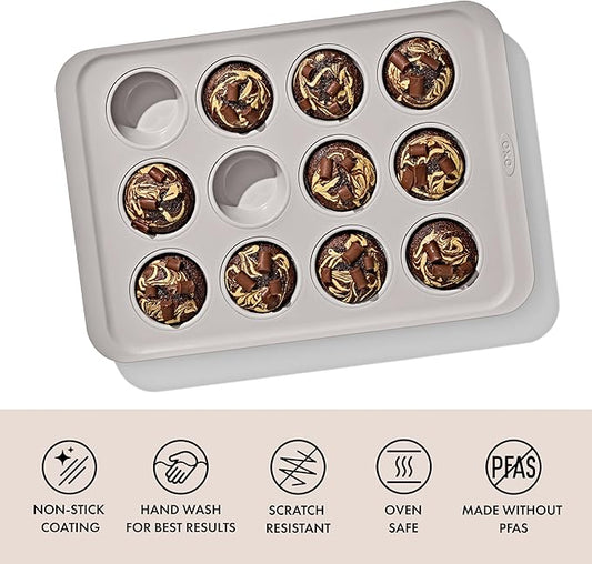 OXO Good Grips Non-Stick Pro Ceramic Coated Metal Bakeware 12 Cup Muffin Pan – Biscuit