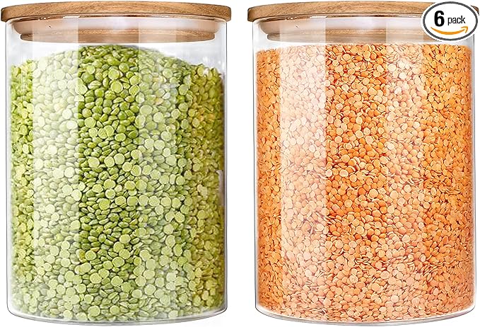 Urban Green Glass Jars with Airtight Lids, Airtight Glass Canisters set, Large Food Storage Containers with Wood Lids, 2 Pack of 100oz, Dry Food Pantry Jars, Flour Containers