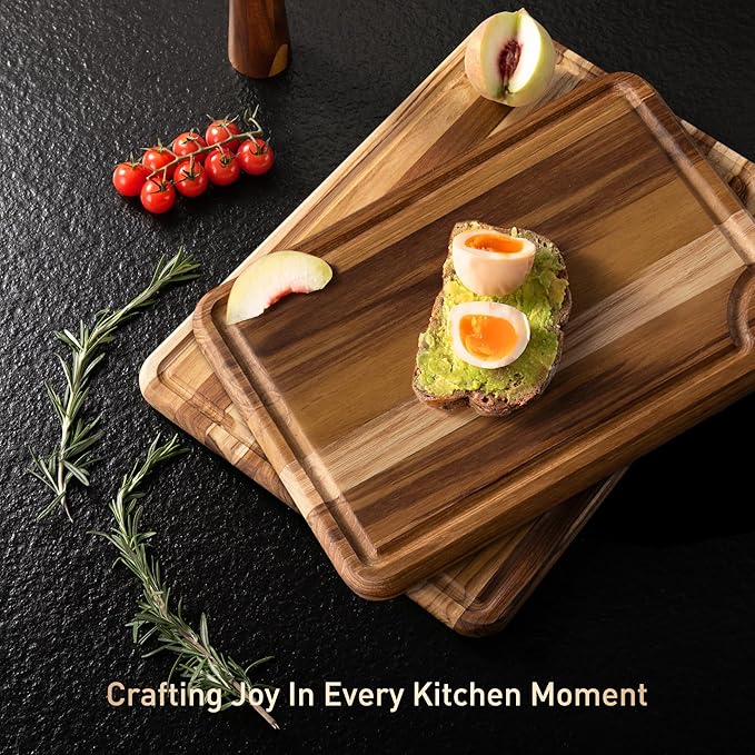 2 Pack Teak Cutting Board for Kitchen Wooden Chopping Board Charcuterie Board Non Slip Over Sink NOT Bamboo Stainless Steel Titanium Acrylic Acacia Olive Glass Plastic Silicone Metal
