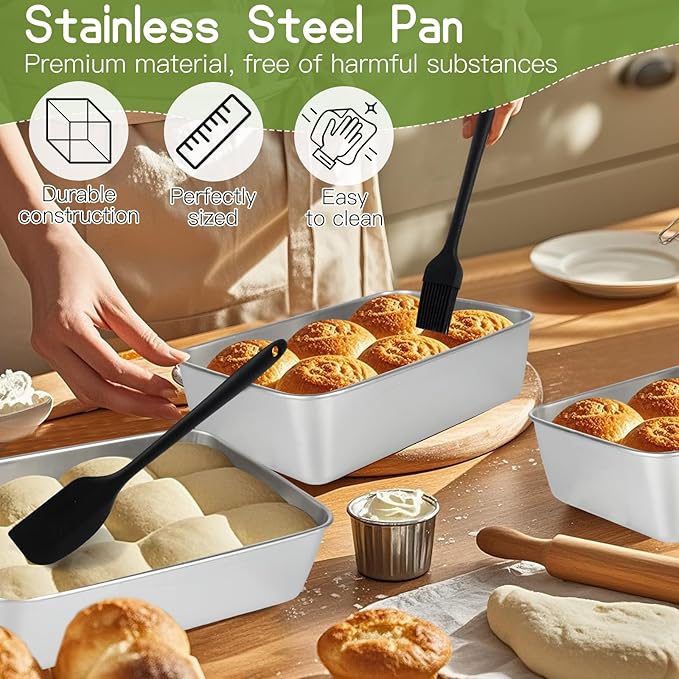 8Pcs Loaf Pans for Bread Baking,Stainless Steel Baking Bread Pans,Small Loaf Tins for Homemade Bread Meatloaf Cake Brownies Dishwasher Oven Safe 8.6 * 5.3 * 2.3 IN