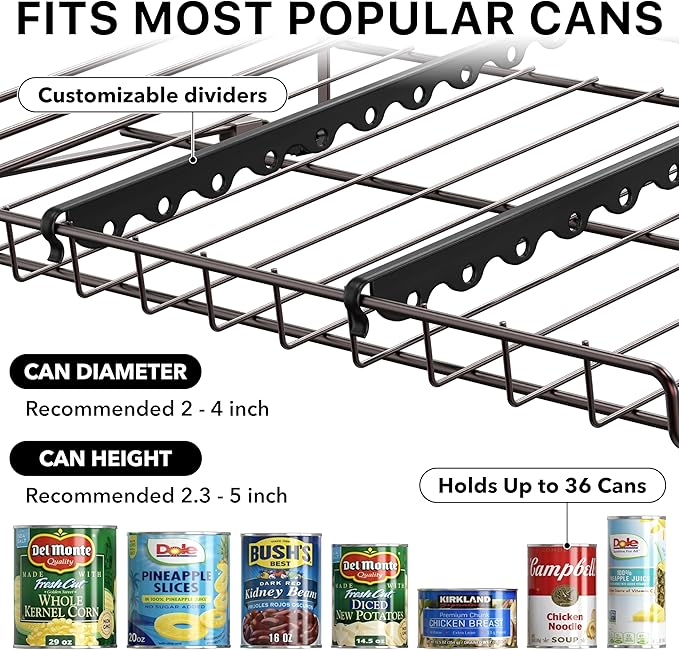 SIMPLE HOUSEWARE Stackable Can Rack Organizer, Bronze