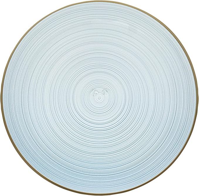 Restaurantware Plastic Plates 100 Pcs 10" Gold Rimmed Disposable Plates Heavy-Duty Blue Translucent Rippled Plastic Dinner Servers for Party, Weddings, Salads, Desserts, and Appetizers