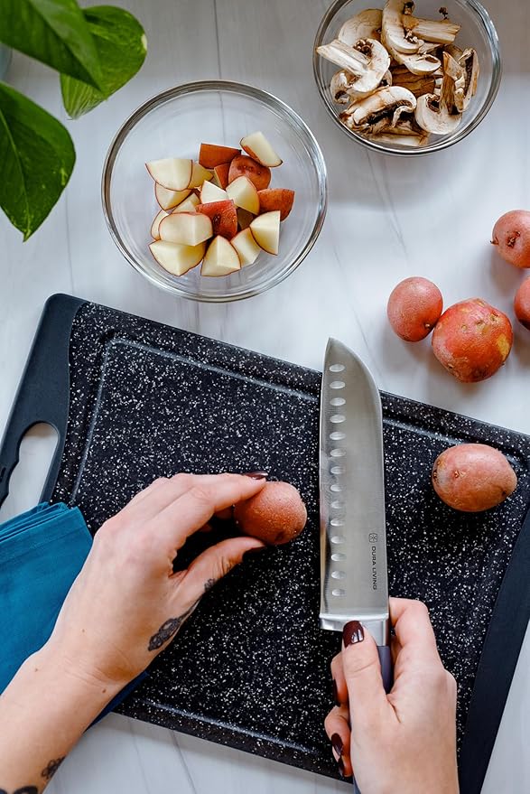Chef's Knife Set, 4 Piece Cutlery Knife Set, Superior Forged High Carbon Stainless Steel Ultra Sharp 8 Inch Chef, 7 Inch Santoku, 5 Inch Utility, 3.5 Inch Paring Knives, Grey