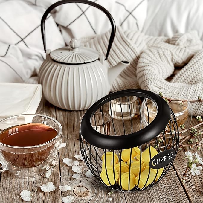 Coffee Pod Holder,K Cup Holders for Counter,Large Capacity K-cup Organizer, Coffee Station Organizer,Metal Coffee Pods Storage