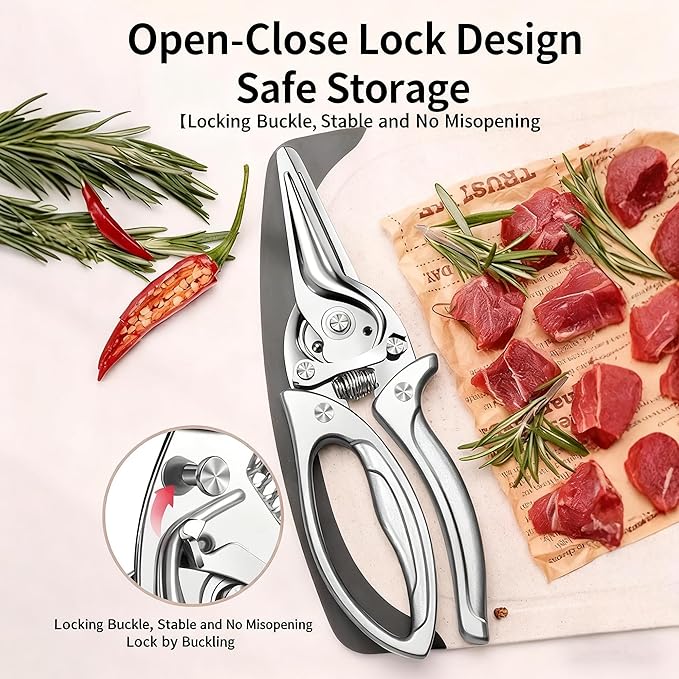 2025 New Heavy Duty Kitchen Scissors,Multifunctional Heavy-Duty Kitchen Shears,Stainless Steel Scissor,Scissors All Purpose for Food,All-Steel Chicken Bone Shears,for Chicken Meat Seafood Bone Cutting