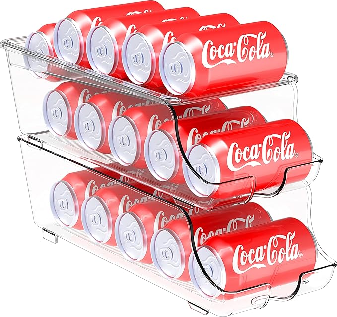 Simple Houseware 2-Pack Front-Loading Beverage Soda Can Organizer Dispenser, Clear