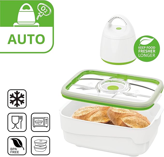 FOSA Extra Large Bread Box | 4L (135oz) Vacuum Sealed Bread Storage Container with Pump, Airtight Food Keeper for Homemade Bread & Baked Goods