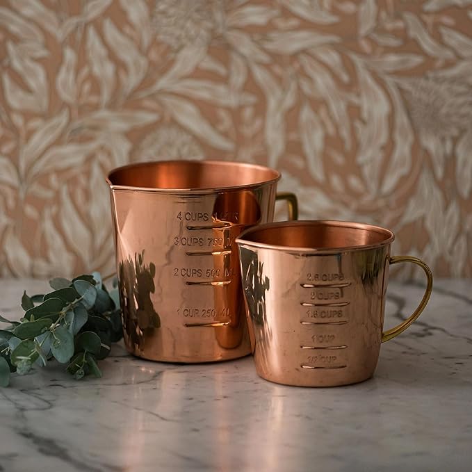 4 Measuring Cup | Stainless Steel with Copper Finish | Heavy-Duty, Rust-Resistant, Easy-Read Measurements | Kitchen Measuring Tool for Baking, Cooking, Liquids, Dry Ingredients