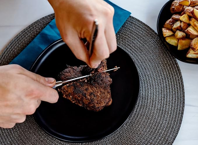 Premium 4-Piece Steak Knife Set – Sharp Serrated Blades, Forged High Carbon Stainless Steel, Full Tang, Ergonomic Handle, Black – Perfect for Dining