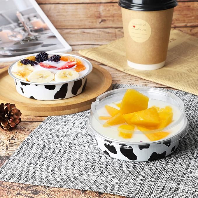 Beasea 4 Inch Pie Tins with Lids, 50 Pack 8 Oz Mini Tart Pan Disposable Pie Tins, Black White Aluminum Pie Pan Foil Tart Tins Round Muffin Container Mini Cheesecake Pan for Pie Tart Quiche