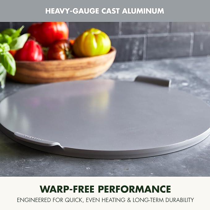 GreenPan Premiere Ovenware Healthy Ceramic Nonstick 16.5" Pizza Pan, PFOA and PFAS-Free, Warp-Free Bakeware, Durable Quick Heating Baking Tray, Oven and Broiler Safe to 600F, Dishwasher Safe, Gray