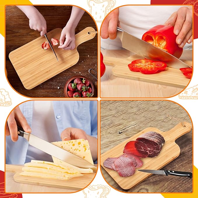 Tanlade 18 Pcs Bamboo Cutting Board Bulk 15" x 7" Chopping Board with Handle Wood Charcuterie plank Engraving Serving Kitchen Planks for Wedding Housewarming Gift
