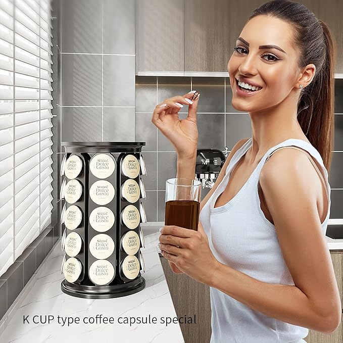 SAVORI Coffee Pod Storage Carousel Holder Organizer Compatible with 40 Keurig K-Cup Pods (White)
